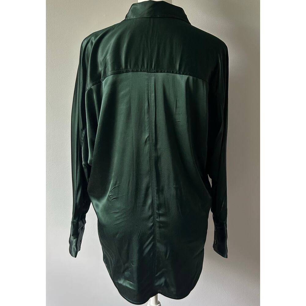 Madewell Silky Rich Green Viscose Longsleeve Button Up Blouse Size XS - Picture 3 of 5
